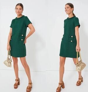 Tuckernuck Tweed Jackie Shift Dress Hunter Green. Xlarge New With Tags